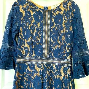 MissMay Maxi Lace Dress Blue/Tan Size M